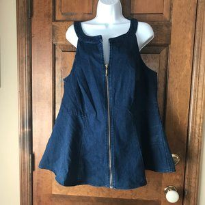 NWT City Chic Dark Rise Denim Sleeveless Tunic Top w/Peplum Large